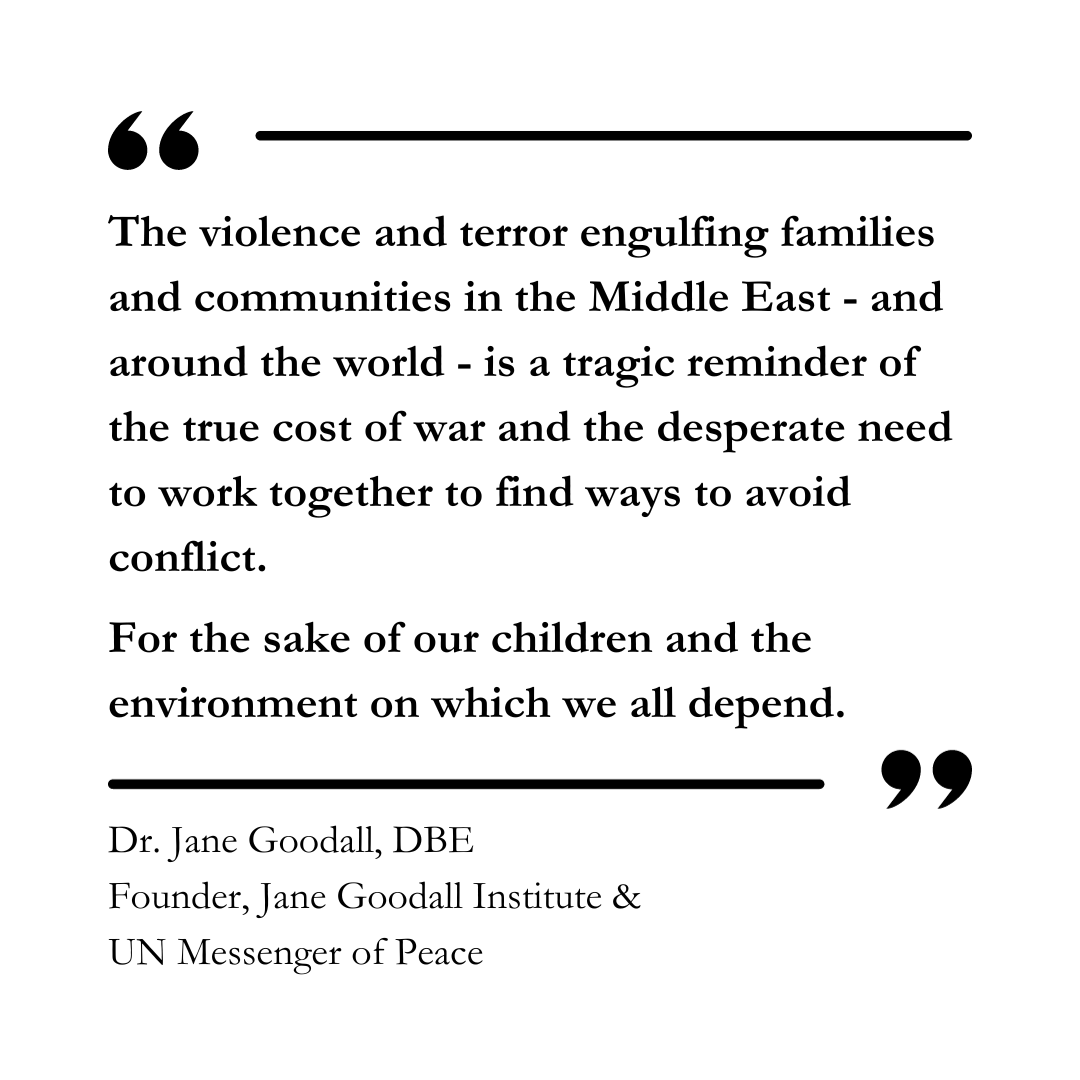 紛争終結の重要性について、ジェーン・グドール博士からのメッセージ
